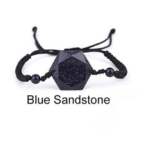 Thumbnail for Blue Sandstone /Black Obsidian Cubic Hexagram NO NEGATIVITY Rope Bracelet