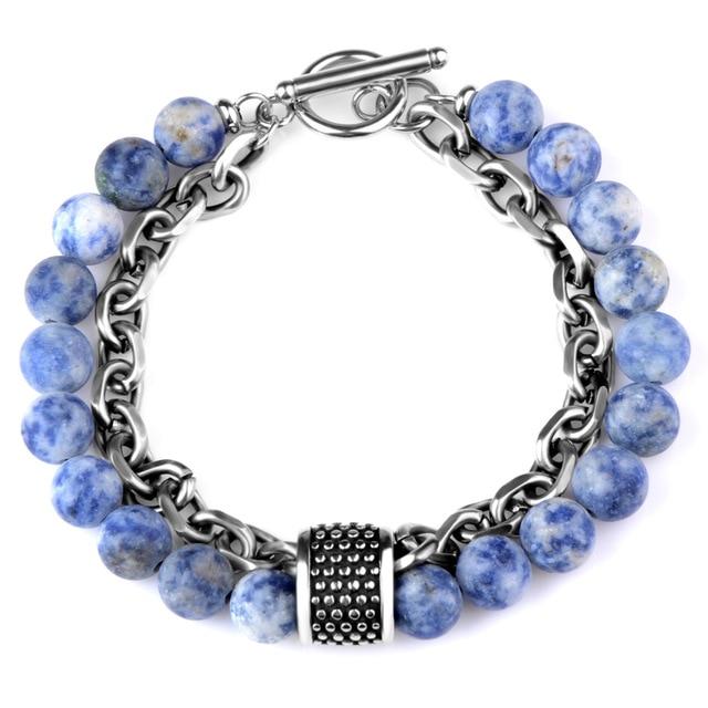 Natural Stone  & Titanium Steel ENERGY Bracelet- 6 Stones to Choose from .