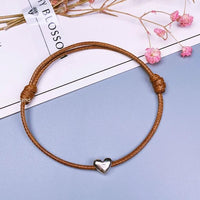 Thumbnail for Wax Rope & 925 Sterling Silver CUTE LUCKY HEART Bracelet
