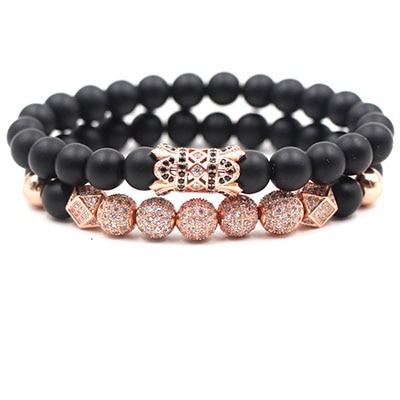 Men's Matte Onyx & Zirconia Accent PERSEVERANCE Bracelet Set