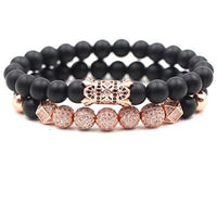 Thumbnail for Men's Matte Onyx & Zirconia Accent PERSEVERANCE Bracelet Set