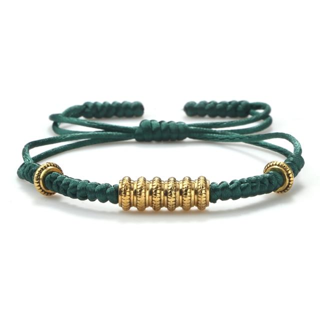 Ethnic Tibetan Copper WEALTH Cylinder Rope Bracelet