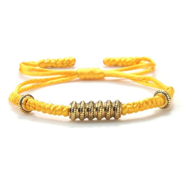 Ethnic Tibetan Copper WEALTH Cylinder Rope Bracelet