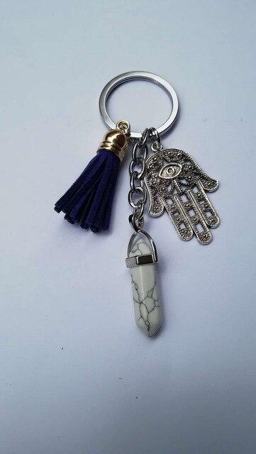 Healing Crystals and Hand of Fatima Keychain