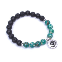 Thumbnail for Lava stone Tibetan silver OM charm Energy Bracelet