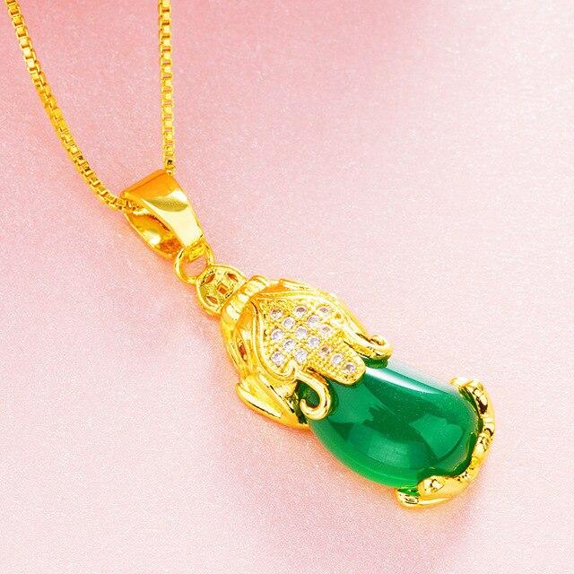 18k Gold Plated ATTRACT ABUNDANCE PIXIU & Agate Stone Necklace