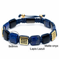 Thumbnail for Luxury CZ Bead & Tiger Eye/ Hematite/ Lapis Lazuli Stone 'VIGOUR' 2pc Set