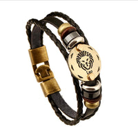 Thumbnail for Unique Zodiac Constellation Leather  Bronze Bracelet