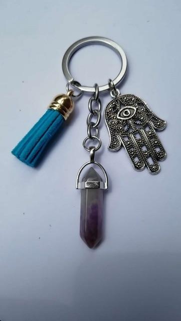 Healing Crystals and Hand of Fatima Keychain