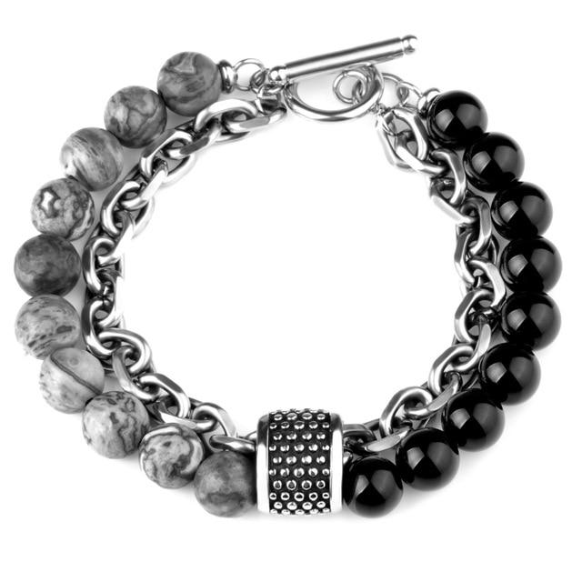 Natural Stone  & Titanium Steel ENERGY Bracelet- 6 Stones to Choose from .