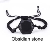 Thumbnail for Blue Sandstone /Black Obsidian Cubic Hexagram NO NEGATIVITY Rope Bracelet