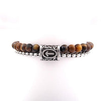 Thumbnail for Stainless Steel ,Natural Tiger Eye/Obsidian STONE & VIKING RUNE Men's Bracelet