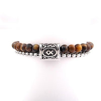 Thumbnail for Stainless Steel ,Natural Tiger Eye/Obsidian STONE & VIKING RUNE Men's Bracelet