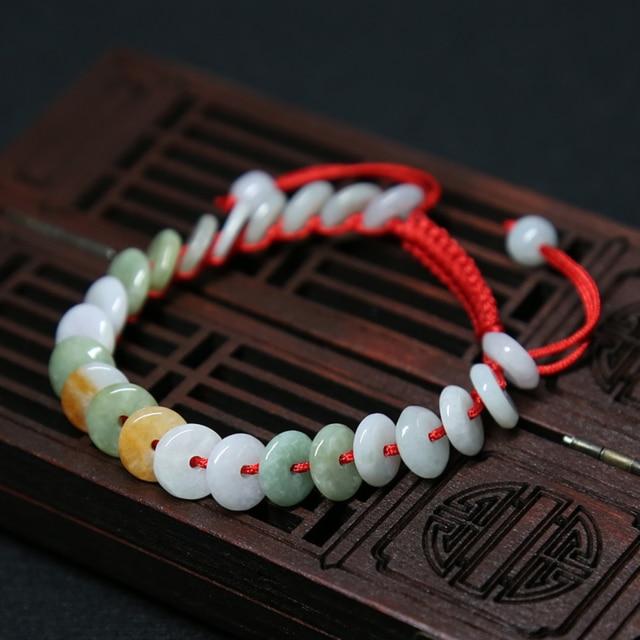 Burmese JADEITE HEALTH-GIVING  Lucky Red Rope Bracelet