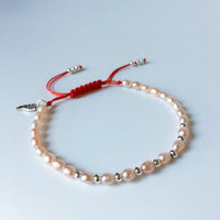 Thumbnail for Freshwater Pink Baroque Pearls & Sterling Silver Wing SINCERITY Rope Bracelet