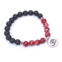 Thumbnail for Lava stone Tibetan silver OM charm Energy Bracelet