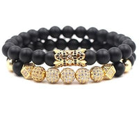 Thumbnail for Men's Matte Onyx & Zirconia Accent PERSEVERANCE Bracelet Set