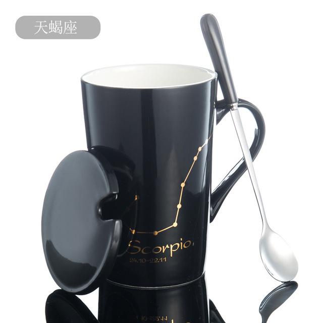 Zodiac Constellation Mug with Stainless Spoon
