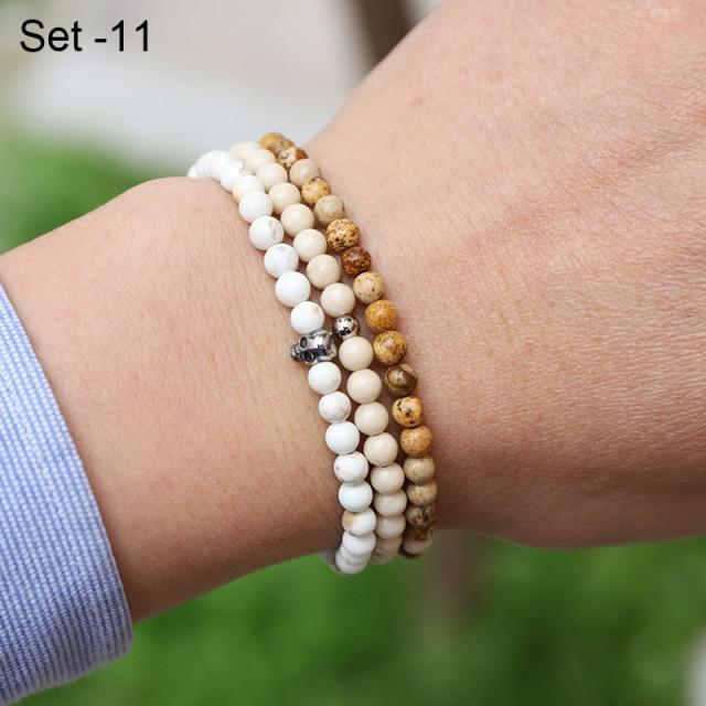 Stylish Steel & Stone 3 pc Minimalist Men's Bracelet Set-11 Styles