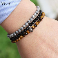 Thumbnail for Stylish Steel & Stone 3 pc Minimalist Men's Bracelet Set-11 Styles