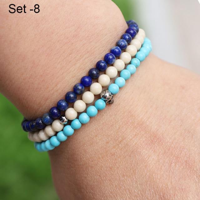 Stylish Steel & Stone 3 pc Minimalist Men's Bracelet Set-11 Styles