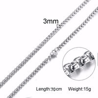 Thumbnail for 3mm Men's CLASSIC DUDE Stainless Steel & 18k Plated Steel Curved Box Chain Necklace