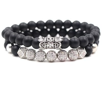 Men's Matte Onyx & Zirconia Accent PERSEVERANCE Bracelet Set