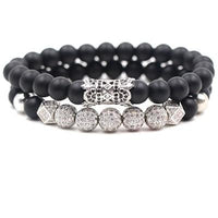 Thumbnail for Men's Matte Onyx & Zirconia Accent PERSEVERANCE Bracelet Set