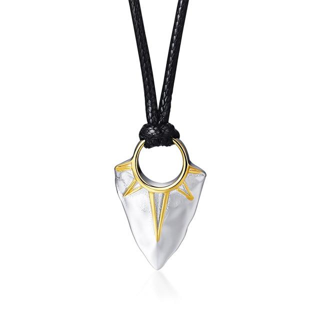 Men's Titanium Steel Native American Styled ARROW HEAD  Rope Necklace