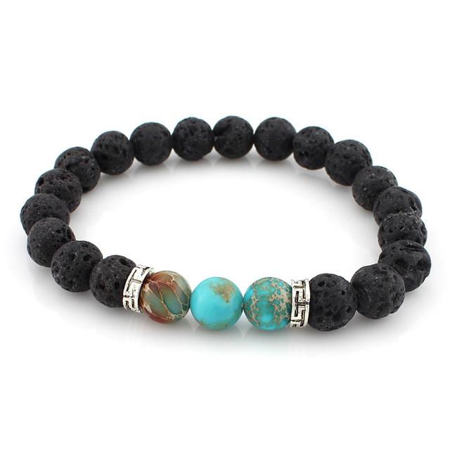 Obsidian and  Lava Stone Healing and Meditation Bracelet