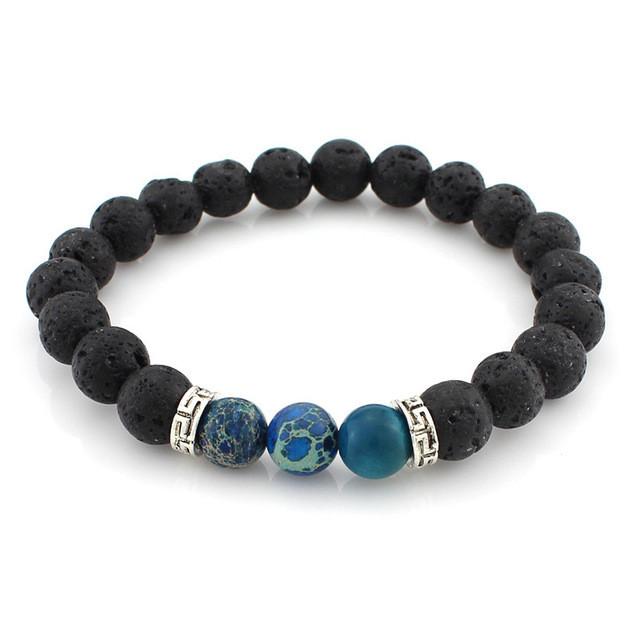 Obsidian and  Lava Stone Healing and Meditation Bracelet