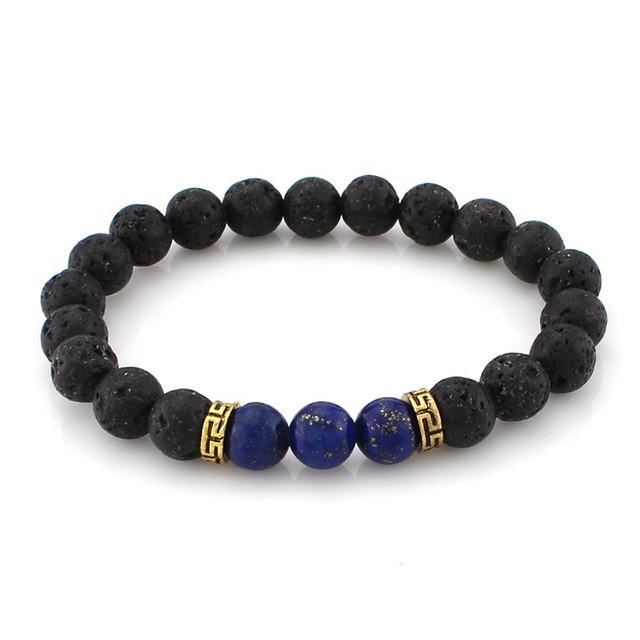 Obsidian and  Lava Stone Healing and Meditation Bracelet