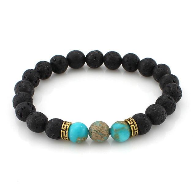 Obsidian and  Lava Stone Healing and Meditation Bracelet