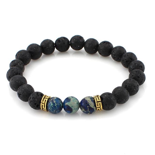 Obsidian and  Lava Stone Healing and Meditation Bracelet