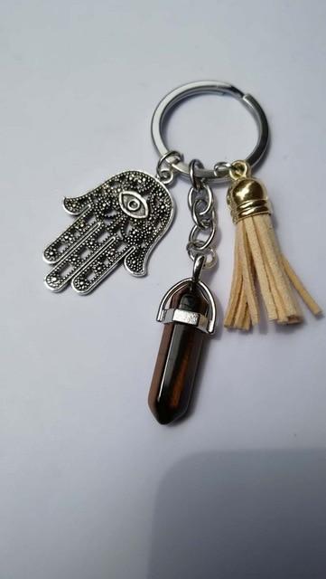 Healing Crystals and Hand of Fatima Keychain