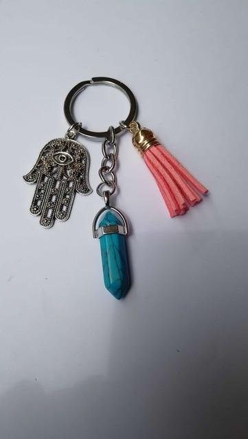 Healing Crystals and Hand of Fatima Keychain