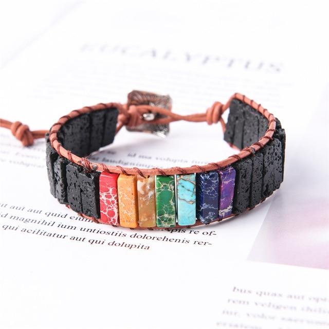 Chakra Black Lava Stone Wrap Bracelet