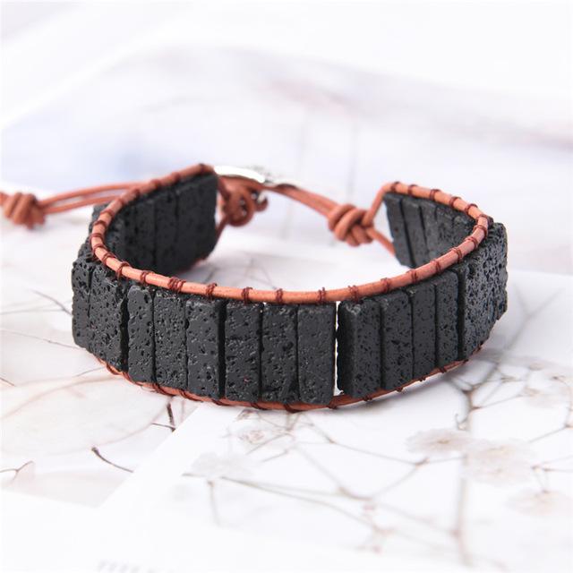 Chakra Black Lava Stone Wrap Bracelet