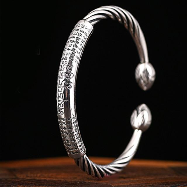 Ethnic Thai Silver 'Jewel in the Lotus' Corkscrew Bangle