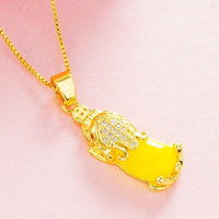 Thumbnail for 18k Gold Plated ATTRACT ABUNDANCE PIXIU & Agate Stone Necklace