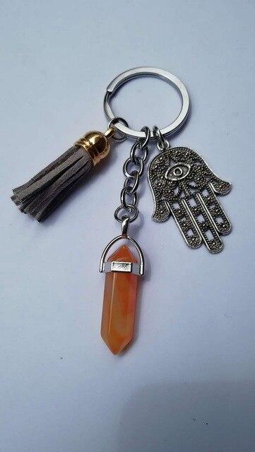 Healing Crystals and Hand of Fatima Keychain