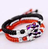 Thumbnail for PURE Silver Thermochromic Pi Xiu FENG SHUI WEALTH Rope Bracelet