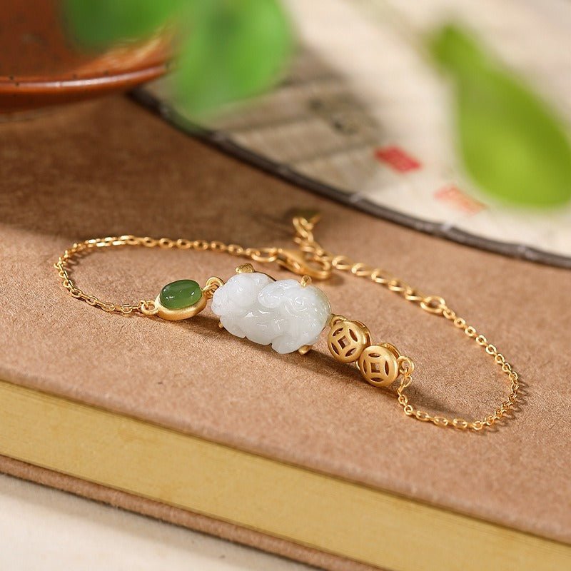 White Jade Pixiu Lucky Bracelet