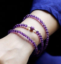 Thumbnail for Natural Brazilian AMETHYST  & CHAROITE SOOTHING, & CALMING  Multi layer Bracelet