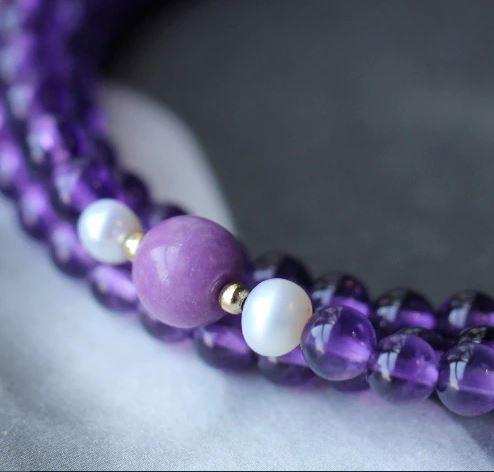 Natural Brazilian AMETHYST  & CHAROITE SOOTHING, & CALMING  Multi layer Bracelet