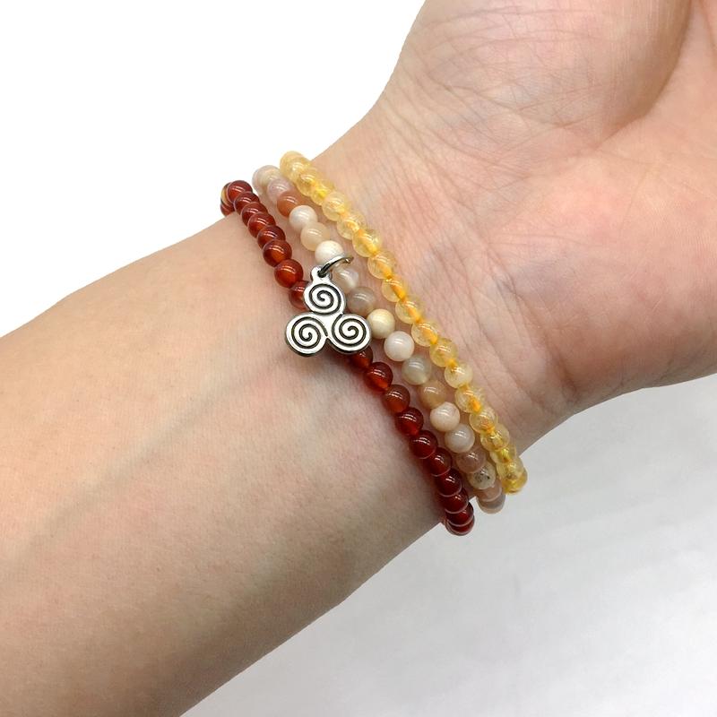 NATURAL ANTI-DEPRESSION 'PICK-ME-UPS' -Citrine,Sunstone & Carnelian- 3/pc  *MIGHTY MINIS*  Healing Energy Stone Bracelets