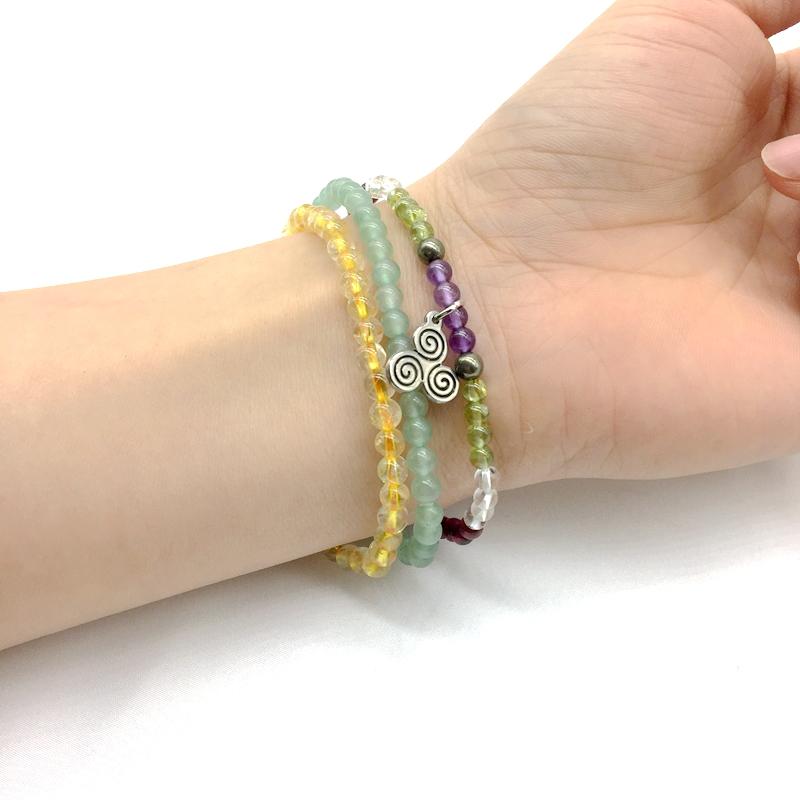 ULTIMATE MONEY MAGNETS-Amethyst ,Aventurine,Citrine,Peridot& Garnet- 3/pc  *MIGHTY MINIS* 4mm Bracelet set