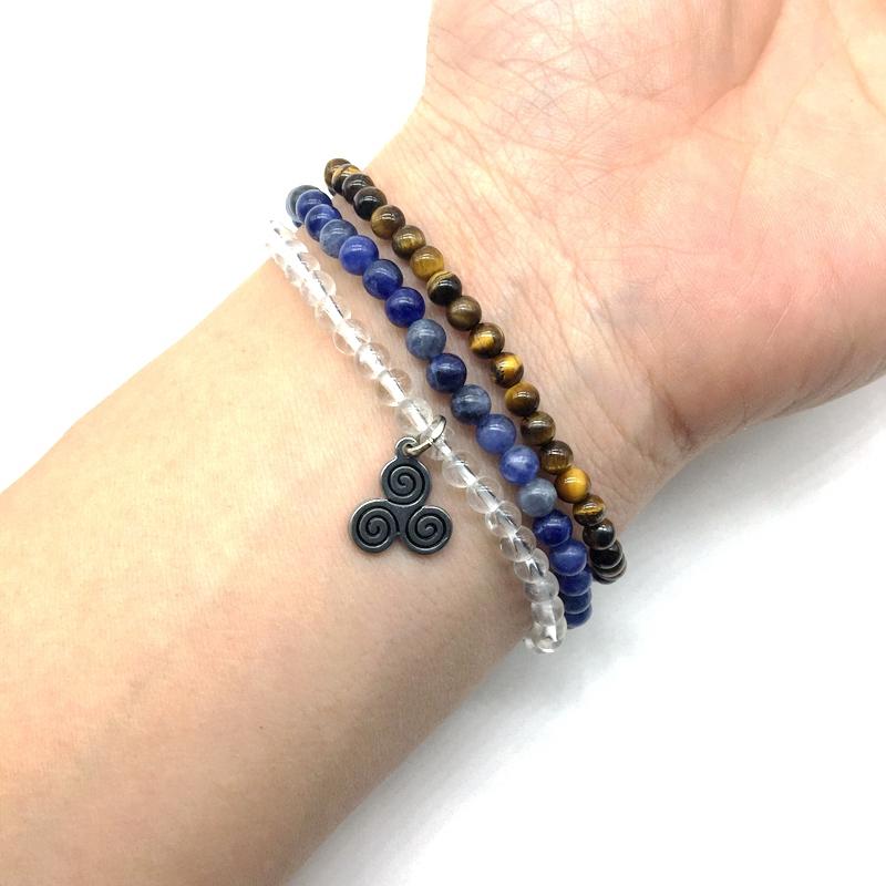 MEMORY, FOCUS & STUDY -Tiger Eye, Quartz & Sodalite- 3/pc  *MIGHTY MINIS*  Healing Energy Stone Bracelets