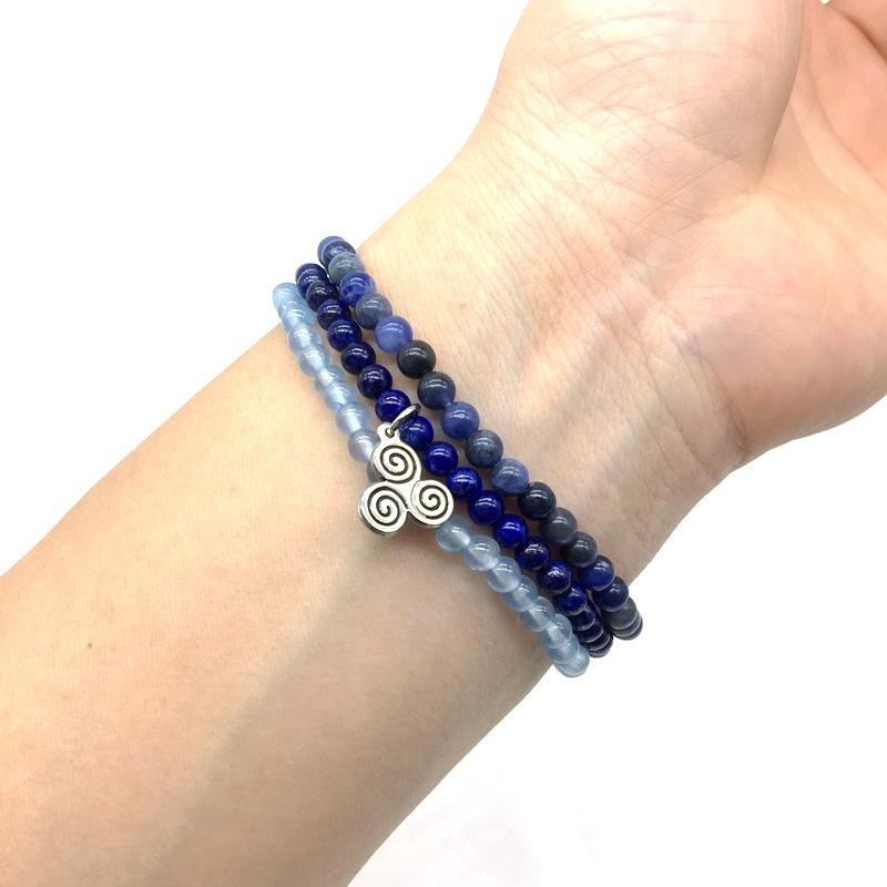 DIVINE COMMUNICATION-Lapis,Sodalite & Celestine- 3/pc  "MIGHTY MINIS " Healing Energy Stone Bracelets