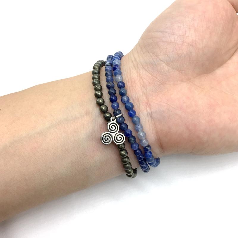 EXPRESSION & WILLPOWER-Blue Aventurine, Sodalite & Pyrite- 3/pc  "MIGHTY MINIS " Healing Energy Stone Bracelets